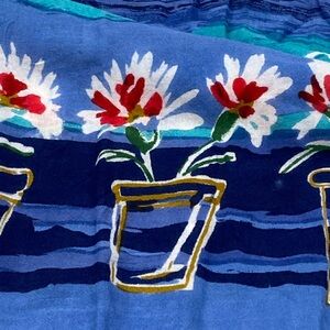 Sun N Sand Beach summer Hawaiian dress Sarong 44”X 62” turquoise blue flowers 🌺